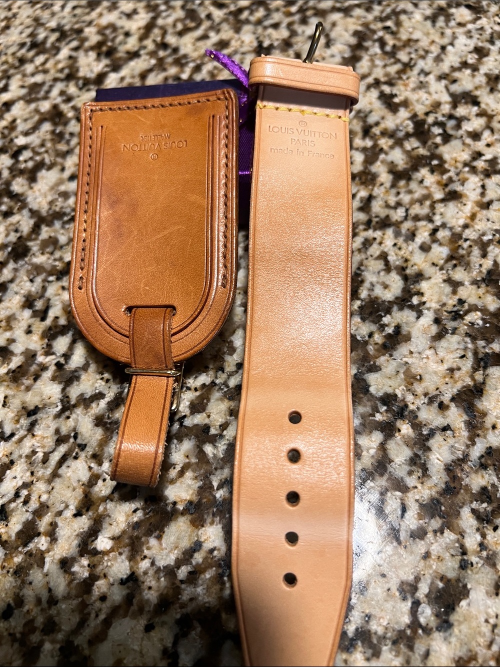 Louis Vuitton Tan Leather Luggage Tag and Strap - Picture 3 of 3